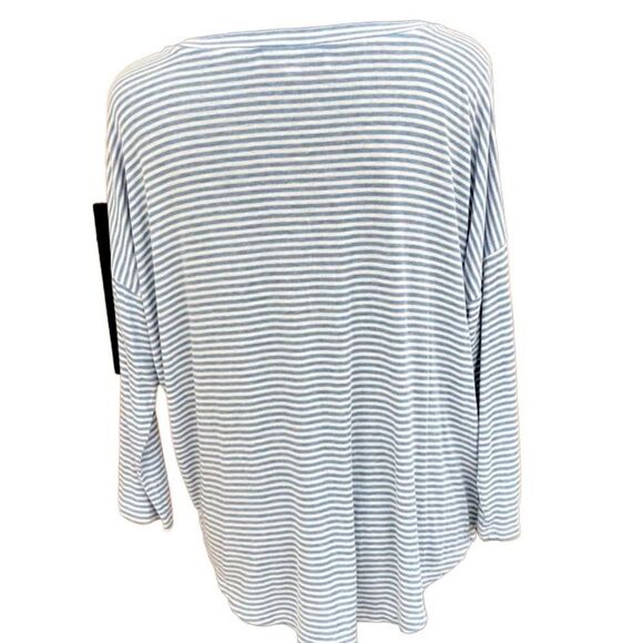 LOFT blue/white Striped Dolman long sleeved crew neck Tee size M - Picture 2 of 6